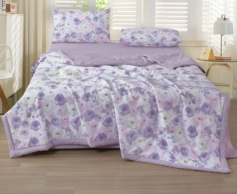 Постільна білизна жатка з літньою ковдрою маки фіолет